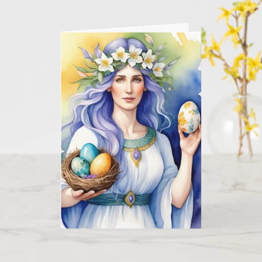 Ostara Goddess Spring Equinox Sabbat Wicca Holiday カード (黄色い花)