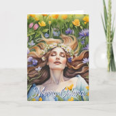 Ostara Goddess Spring Equinox Sabbat Wicca Holiday カード (正面)