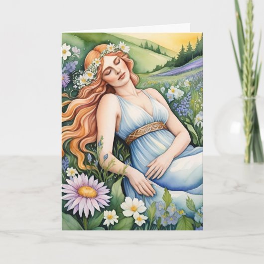 Ostara Goddess Spring Equinox Sabbat Wicca Holiday カード (正面)