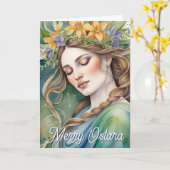 Ostara Goddess Spring Equinox Sabbat Wicca Holiday カード (黄色い花)