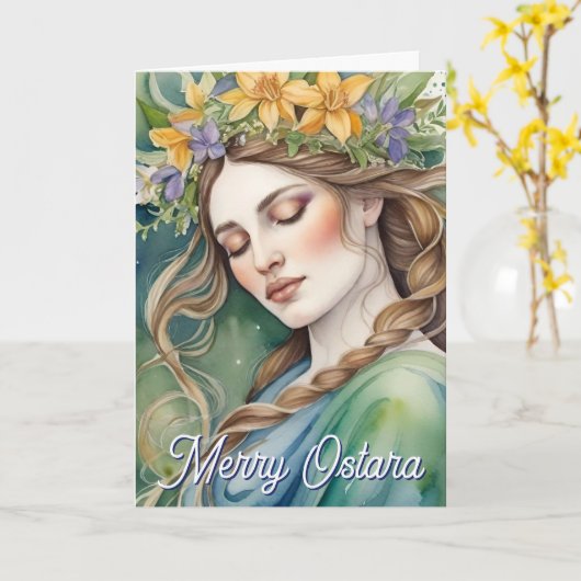 Ostara Goddess Spring Equinox Sabbat Wicca Holiday カード (黄色い花)