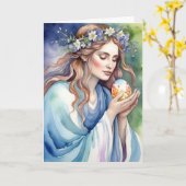 Ostara Goddess Spring Equinox Sabbat Wicca Holiday カード (黄色い花)