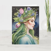 Ostara Goddess Spring Equinox Sabbat Wicca Holiday カード (正面)