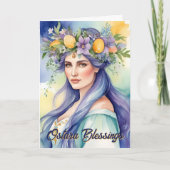 Ostara Goddess Spring Equinox Sabbat Wicca Holiday カード (正面)