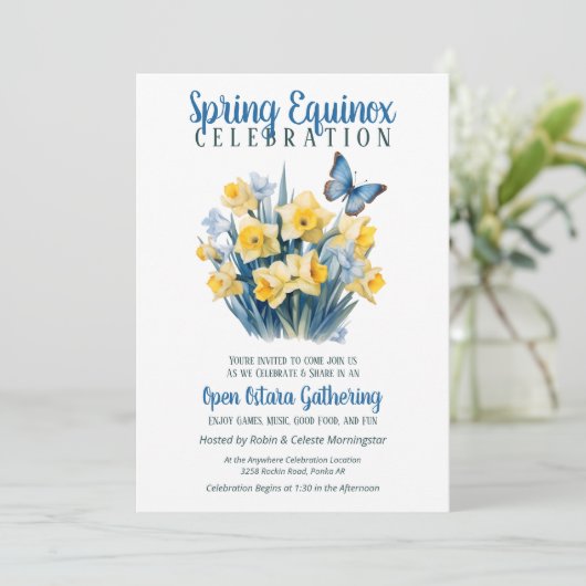 Ostara Spring Equinox Daffodil Butterfly Sabbat 招待状 (スタンド正面)