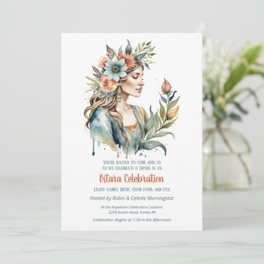 Ostara Spring Equinox Flower Goddess Sabbat 招待状 (スタンド正面)