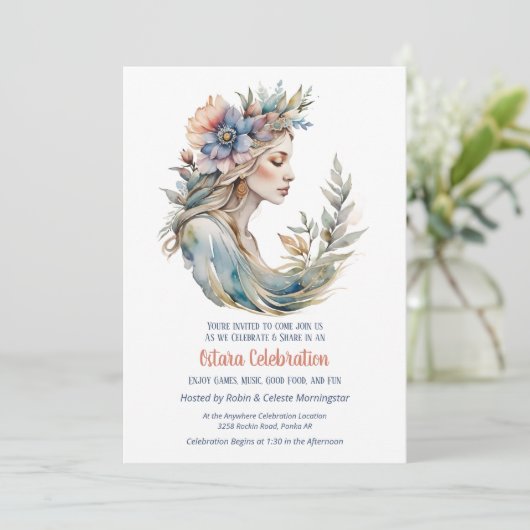 Ostara Spring Equinox Flower Goddess Sabbat 招待状 (スタンド正面)