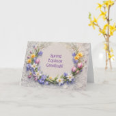Ostara Spring Equinox Greetings Flowers Wreath  カード (黄色い花)