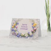 Ostara Spring Equinox Greetings Flowers Wreath  カード (正面)