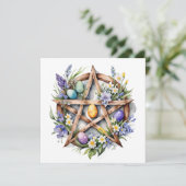 Ostara Star Pentacle Spring Equinox Eostre Wicca シーズンカード (スタンド正面)