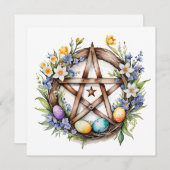 Ostara Star Pentacle Spring Equinox Eostre Wicca シーズンカード (正面/裏面)