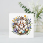 Ostara Star Pentacle Spring Equinox Eostre Wicca シーズンカード (スタンド正面)