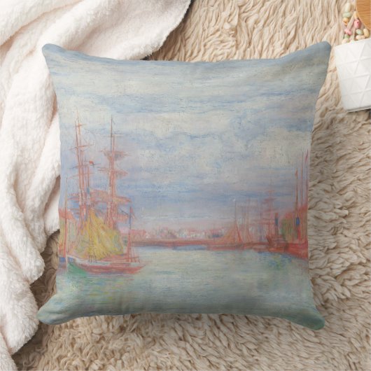 Ostend Harbor by James Ensor (1900) クッション (ブランケット)