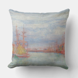 Ostend Harbor by James Ensor (1900) クッション