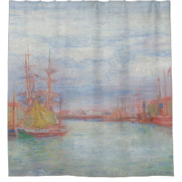 Ostend Harbor by James Ensor (1900) シャワーカーテン