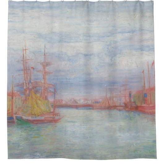 Ostend Harbor by James Ensor (1900) シャワーカーテン (正面)