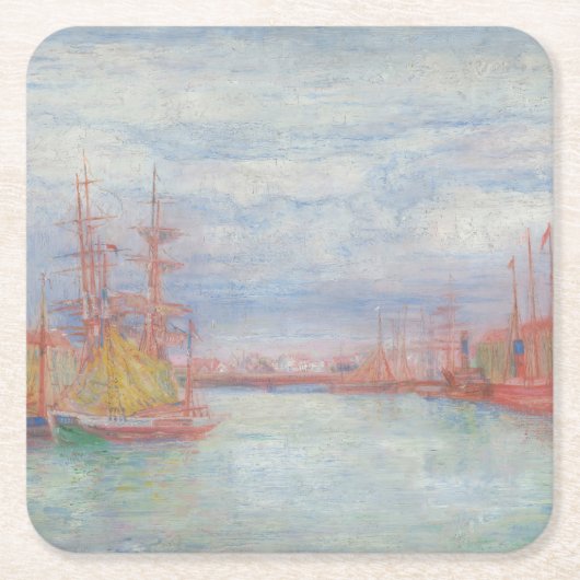 Ostend Harbor by James Ensor (1900) スクエアペーパーコースター (正面)