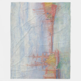 Ostend Harbor by James Ensor (1900) フリースブランケット