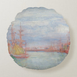 Ostend Harbor by James Ensor (1900) ラウンドクッション