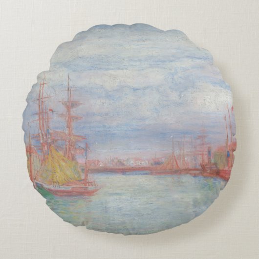 Ostend Harbor by James Ensor (1900) ラウンドクッション (正面)