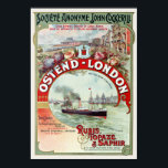 Ostend - London Belgium Vintage Poster 1900 ポスター<br><div class="desc">Vintage travel poster for trips between Ostend and London. Published in 1900 in Belgium. Please note that our posters are high quality reproductions based on professional, very high resolution scans off the originals. Our manual retouching process does not involve the use of filters that remove any original details or texture...</div>