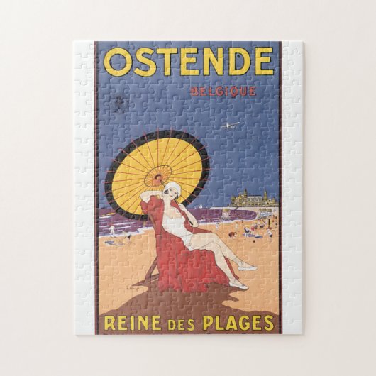 Ostende Belgiqueのヴィンテージ旅行ポスター ジグソーパズル (縦)