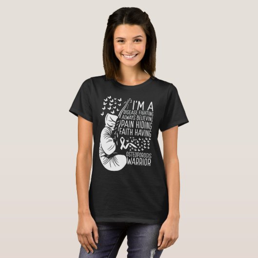 Osteoporosis Warrior Awareness Ribbon Disease Tシャツ (正面フル)