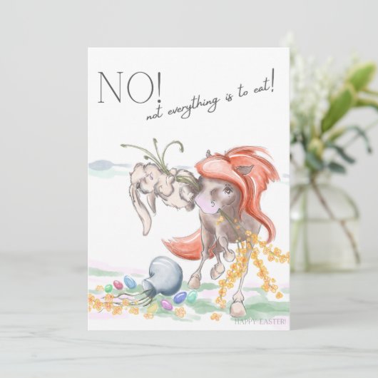 Oster Karte mit Pferd und Hase, lustige Tiere  シーズンカード (スタンド正面)