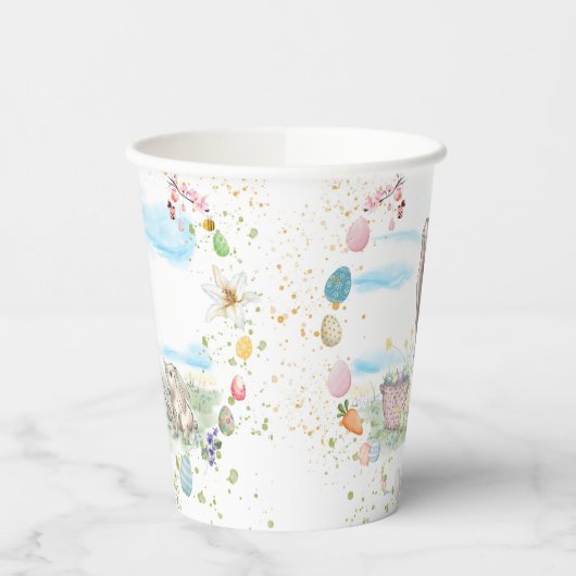 Oster Pappbecher mit Pferd und Osterhase 紙コップ (左)