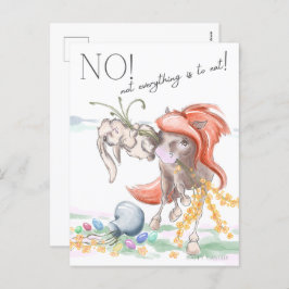 Oster Postkarte mit Pferd und Hase, lustige Tiere  シーズンポストカード