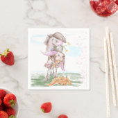 Oster Servietten mit Pferd und Osterhase スタンダードカクテルナプキン (インサイチュ)