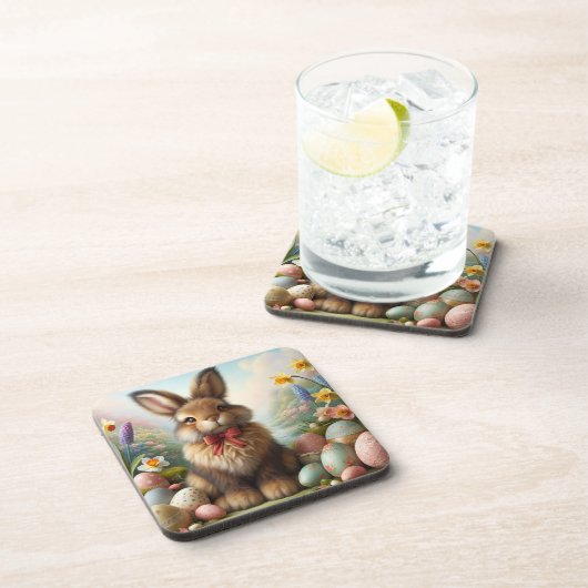 Oster-Untersetzer mit niedlichem Hasen コースター (右側)