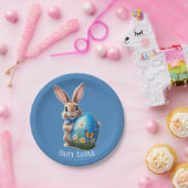 Osterhase blauer Schleife -  ペーパープレート (パーティー)