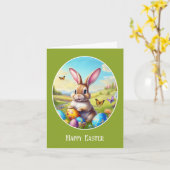 Osterhase Cartoon Illustration Natur - カード (黄色い花)