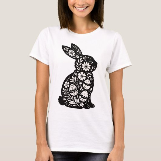 Osterhase Florale Silhouette Tシャツ (正面)
