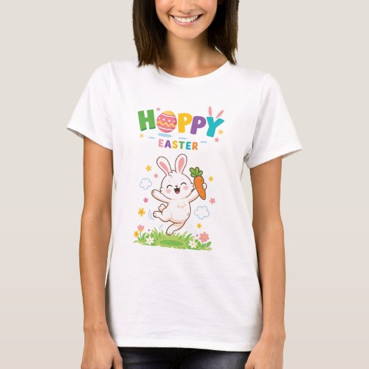 Osterhase Freudenmotiv - Hoppy Easter Tシャツ (正面)