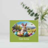 Osterhase im Blumenfeld Illustration -  ポストカード (スタンド正面)