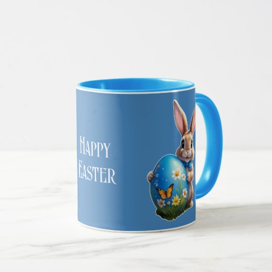 Osterhase mit blauer Schleife -  マグカップ (正面右)