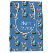 Osterhase mit blauer Schleife - ミディアムペーパーバッグ (正面)