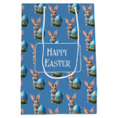 Osterhase mit blauer Schleife - ミディアムペーパーバッグ (裏面)