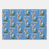 Osterhase mit blauer Schleife - ラッピングペーパーシート (正面)