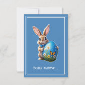 Osterhase mit blauer Schleife -  招待状 (正面)