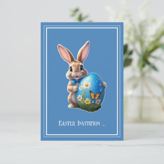 Osterhase mit blauer Schleife -  招待状 (スタンド正面)