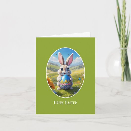 Osterhase mit Ei, Oval - カード (正面)
