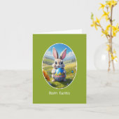 Osterhase mit Ei, Oval - カード (黄色い花)