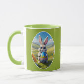 Osterhase mit Ei, Oval - マグカップ (左)