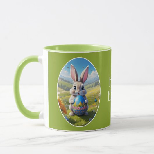 Osterhase mit Ei, Oval -  マグカップ (左)
