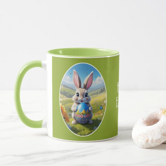 Osterhase mit Ei, Oval - マグカップ (ドーナツ)