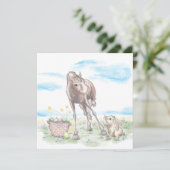 Osterkarte mit Pferd und Osterhase, süsse Tiere  シーズンカード (スタンド正面)