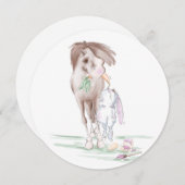 Osterkarte mit süssem Pferd und Osterhase シーズンカード (正面/裏面)
